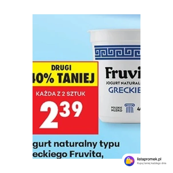 Jogurt naturalny typu greckiego Fruvita, 400 g