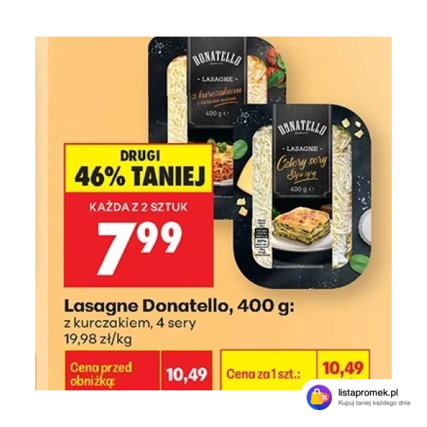 Lasagne Donatello, 400 g: z kurczakiem, 4 sery