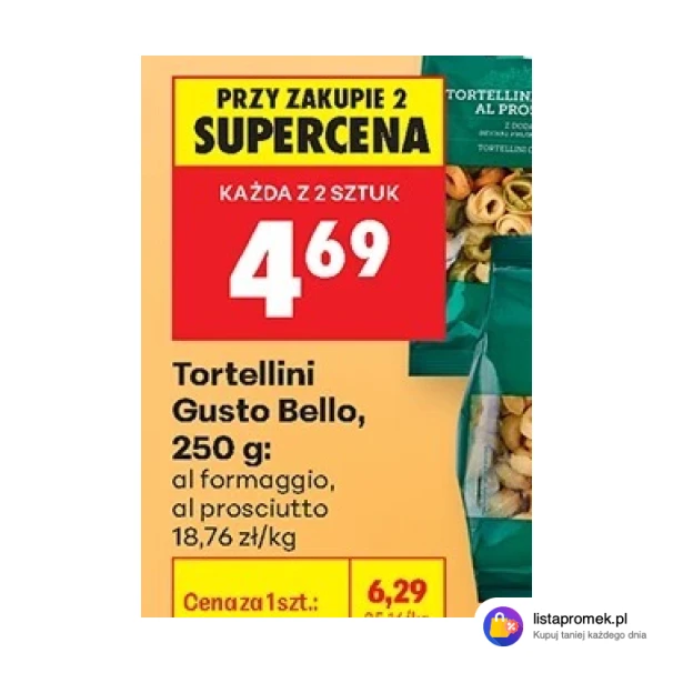 Tortellini Gusto Bello, 250 g: al formaggio, al prosciutto