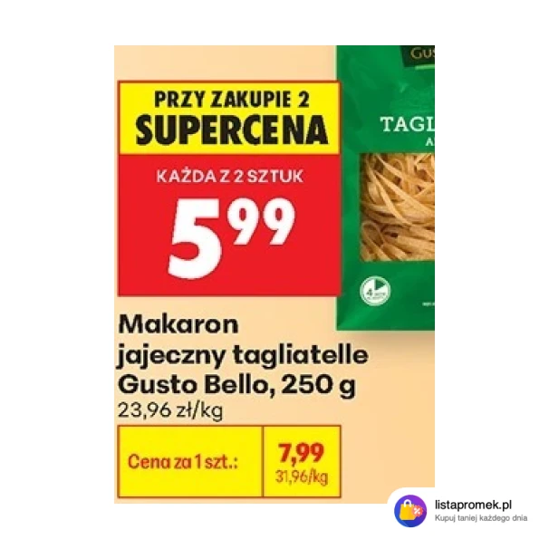 Makaron jajeczny tagliatelle Gusto Bello, 250 g