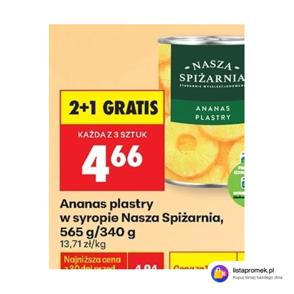 Ananas plastry w syropie Nasza Spiżarnia