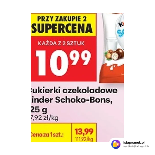 Cukierki czekoladowe Kinder Schoko-Bons, 125 g