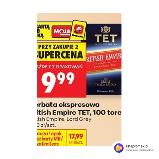Herbata ekspresowa British Empire TET, 100 torebek