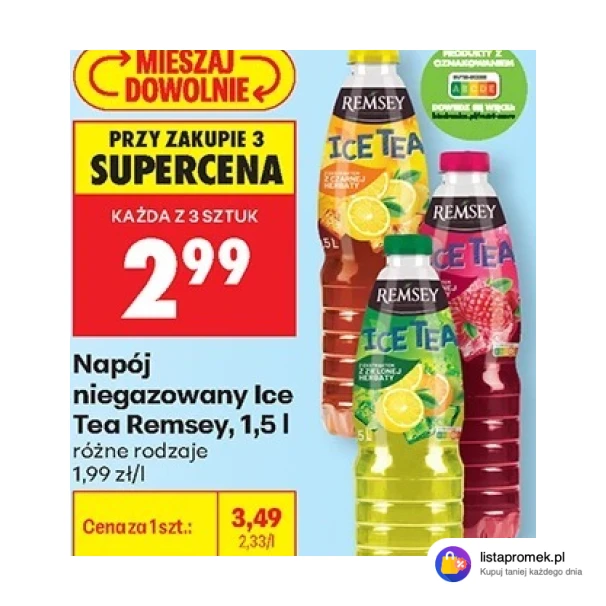 Napój niegazowany Ice Tea Remsey, 1,5 l