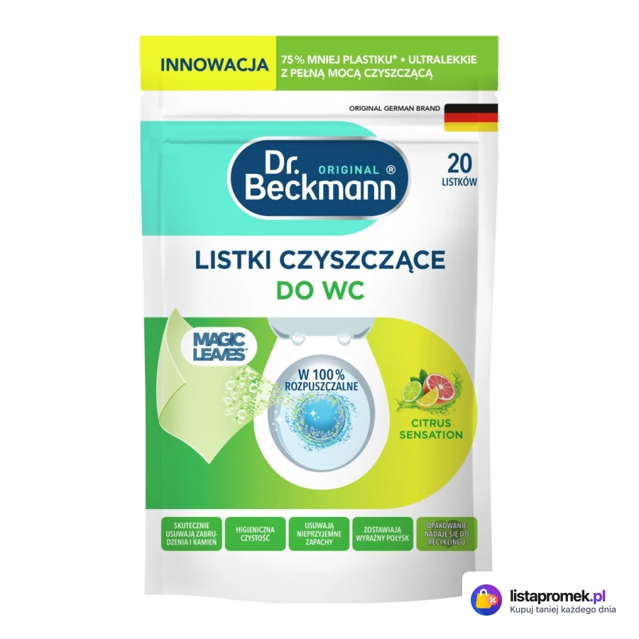 Listki czyszczące do WC, różne rodzaje