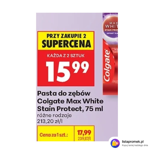 Pasta do zębów Colgate Max White Stain Protect, 75 ml