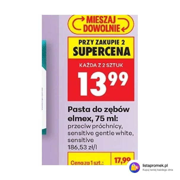 Pasta do zębów elmex, 75 ml: przeciw próchnicy, sensitive gentle white, sensitive