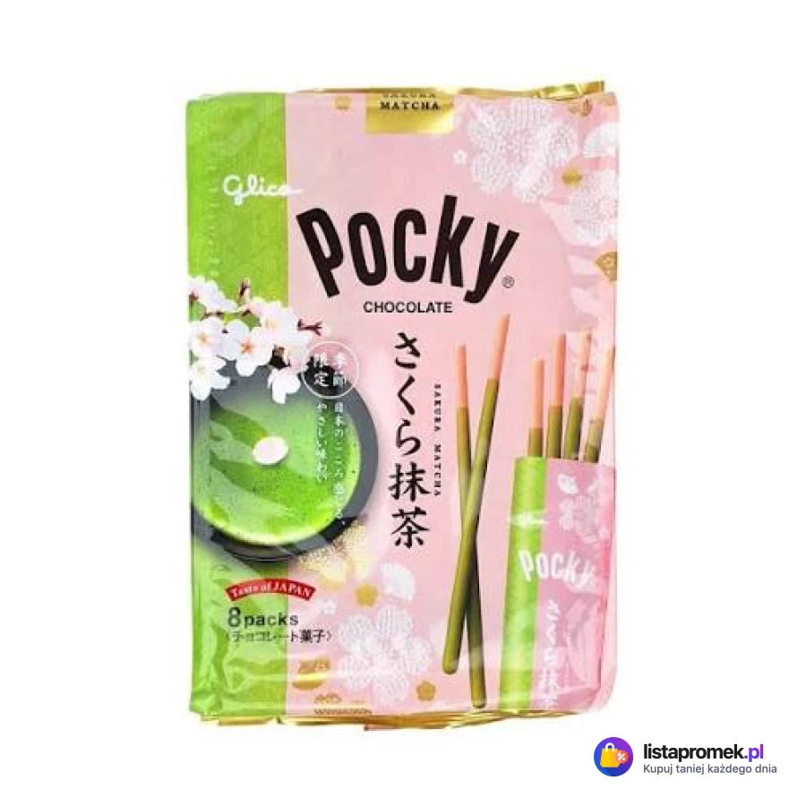 Paluszki Pocky w czekoladzie, matcha, truskawka lub ciasteczka z kremem