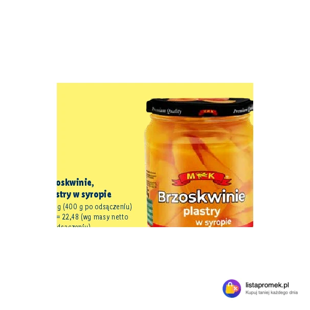 Brzoskwinie, plastry w syropie