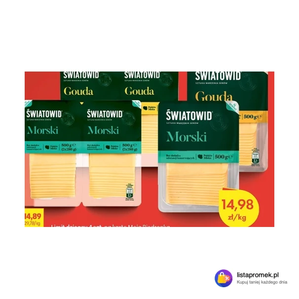 Ser plastry Światowid, 2x250 g/500 g: Morski, Gouda