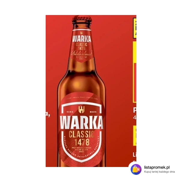 Piwo Warka Jasne Pełne butelka zwrotna, 500 ml