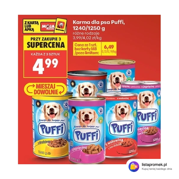 Karma dla psa Puffi, 1240/1250 g