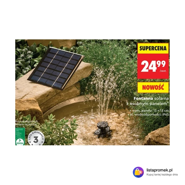Fontanna solarna z osobnym panelem*