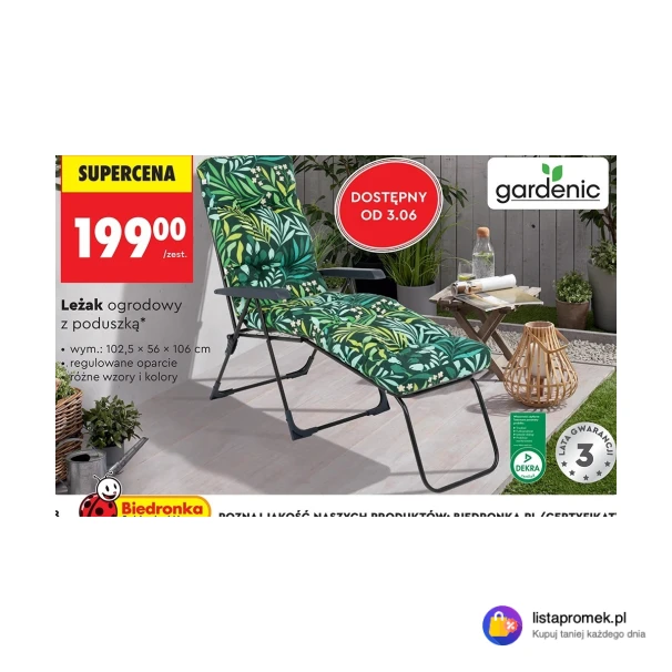 Leżak ogrodowy z poduszką