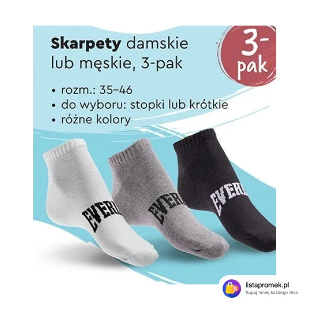 Skarpety damskie lub męskie, 3-pak