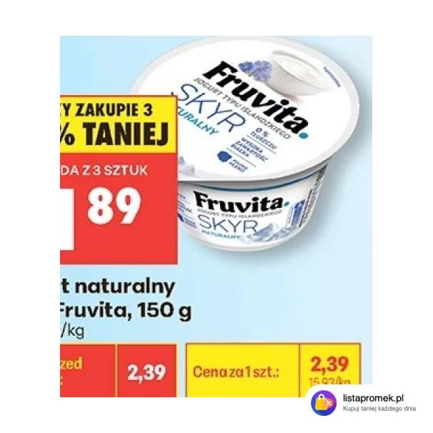 Naturalny jogurt typu islandzkiego Fruvita Skyr, 150 g