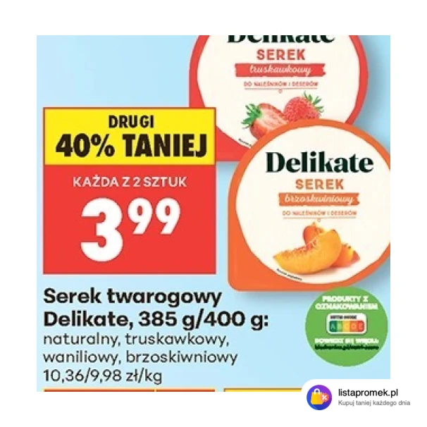Serek twarogowy Delikate, 385 g/400 g