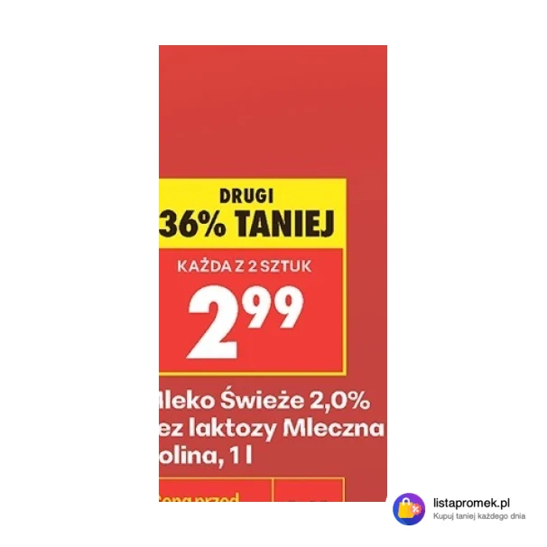 Mleko Świeże 2,0% bez laktozy