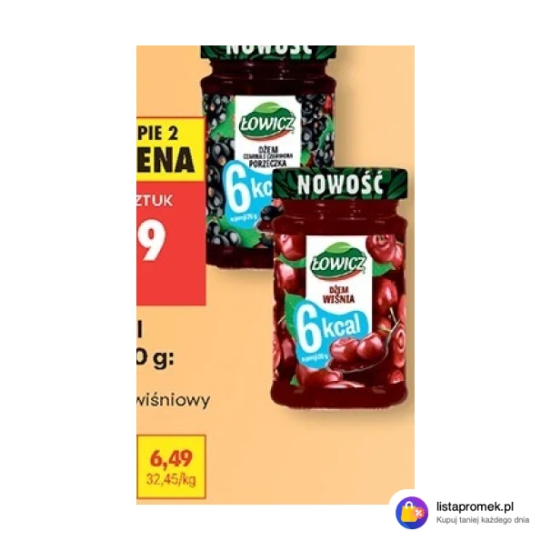 Dżem 6kcal Łowicz, 200 g: truskawkowy, porzeczkowy, wiśniowy