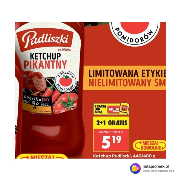 Ketchup Pudliszki, 440/480 g