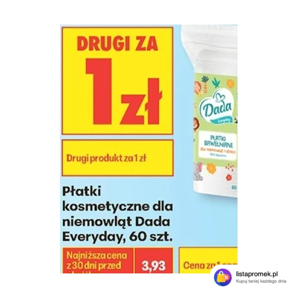 Płatki kosmetyczne dla niemowląt Dada Everyday, 60 szt.