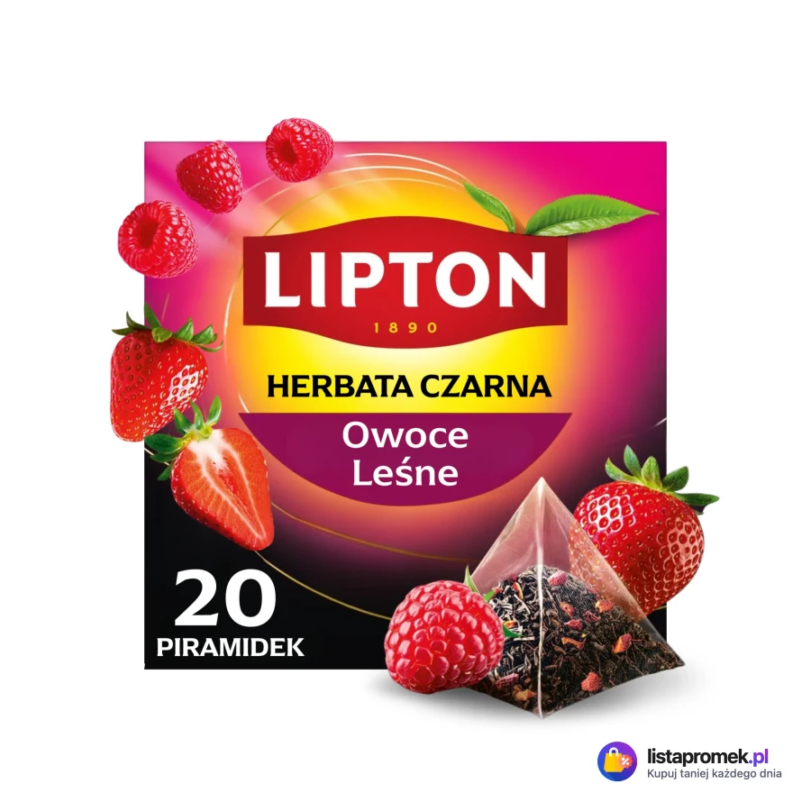 Herbata czarna ekspresowa aromatyzowana piramidki Lipton, 20 torebek