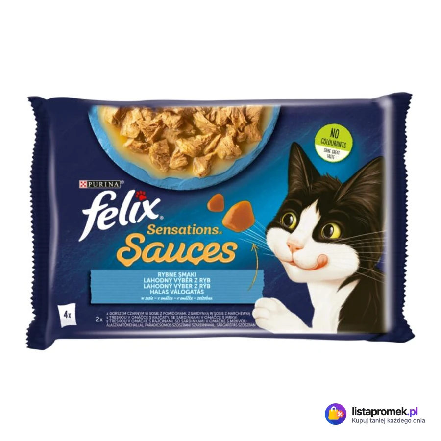Karma dla kotów Sensations Sauces, różne rodzaje