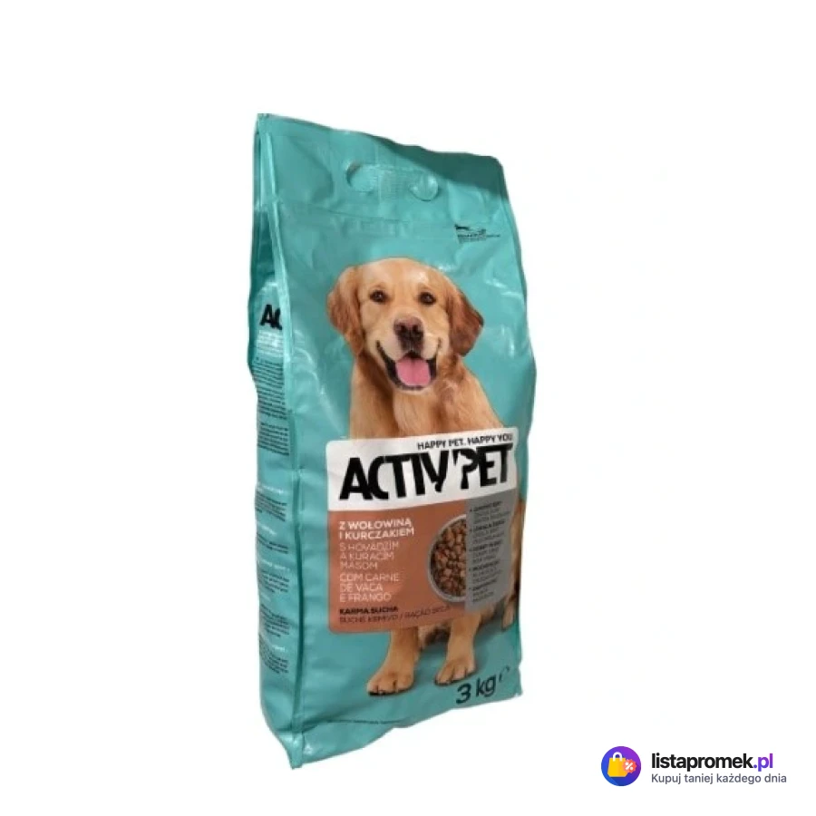 Sucha karma dla psa Activ Pet, z wołowiną i drobiem, z drobiem i warzywami