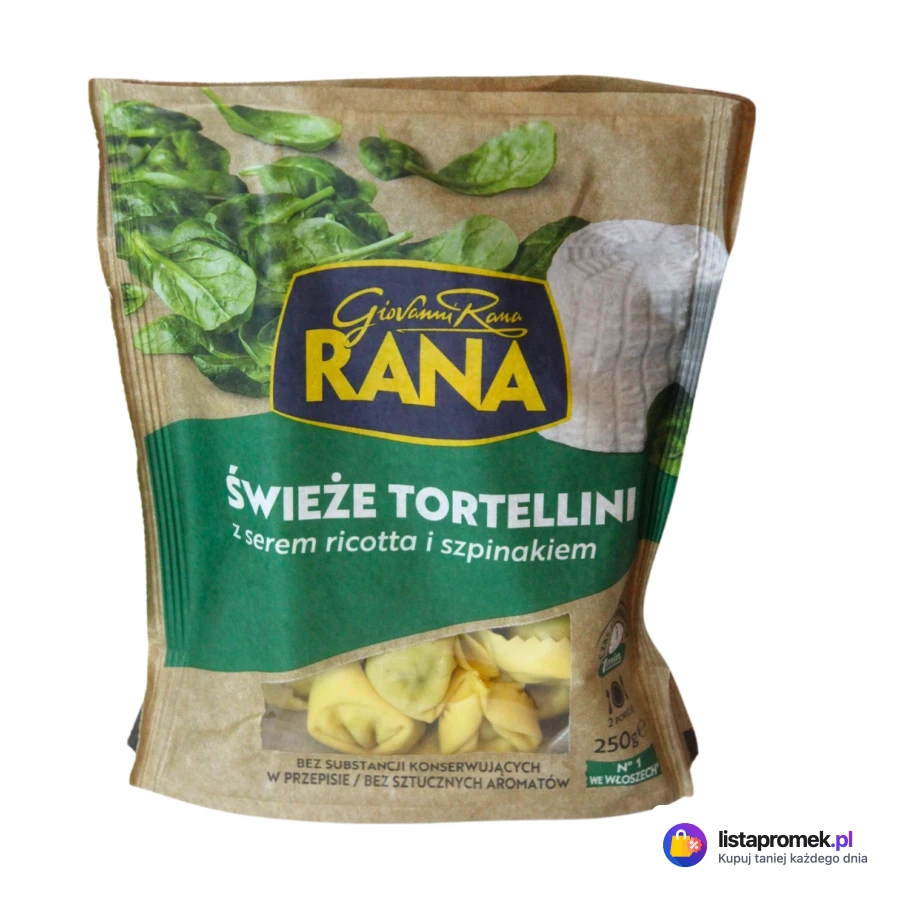 Świeże tortellini z serem ricotta i szpinakiem lub z prosciutto i serem Rana