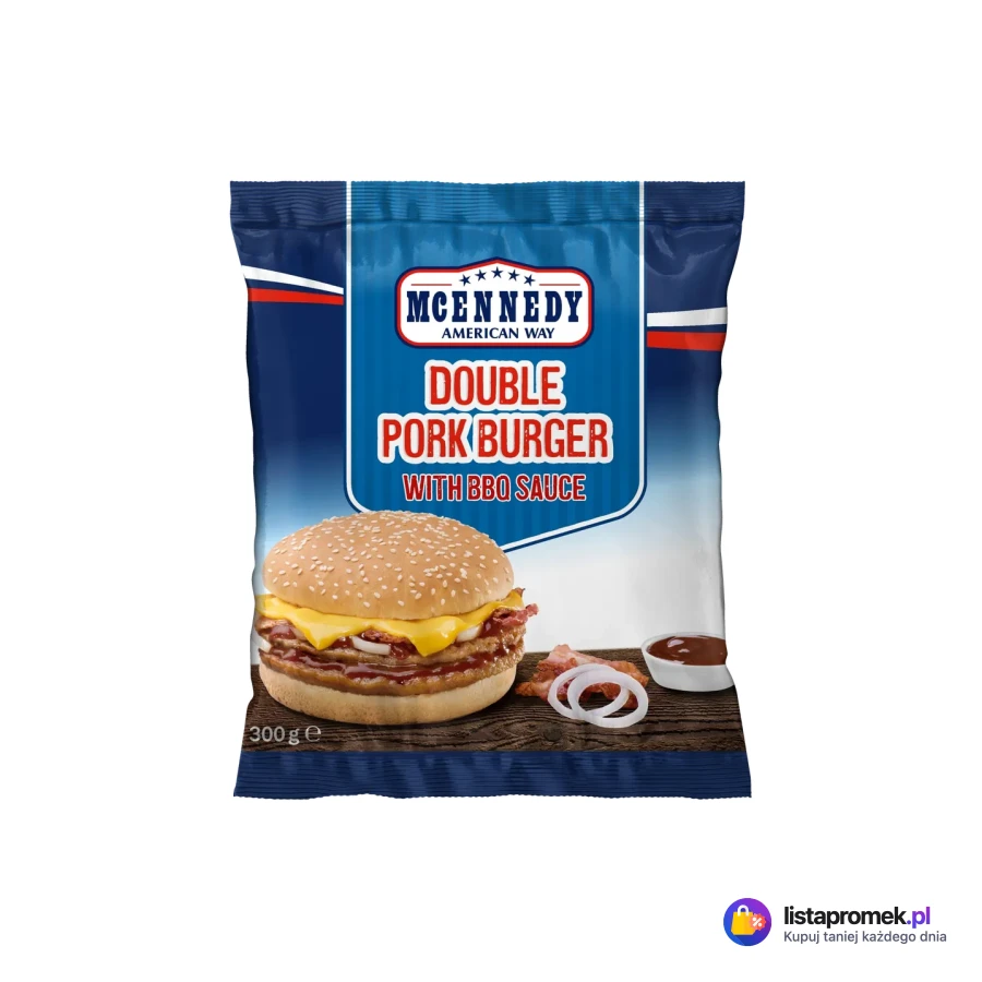 Burger, z sosem pieprzowym lub BBQ