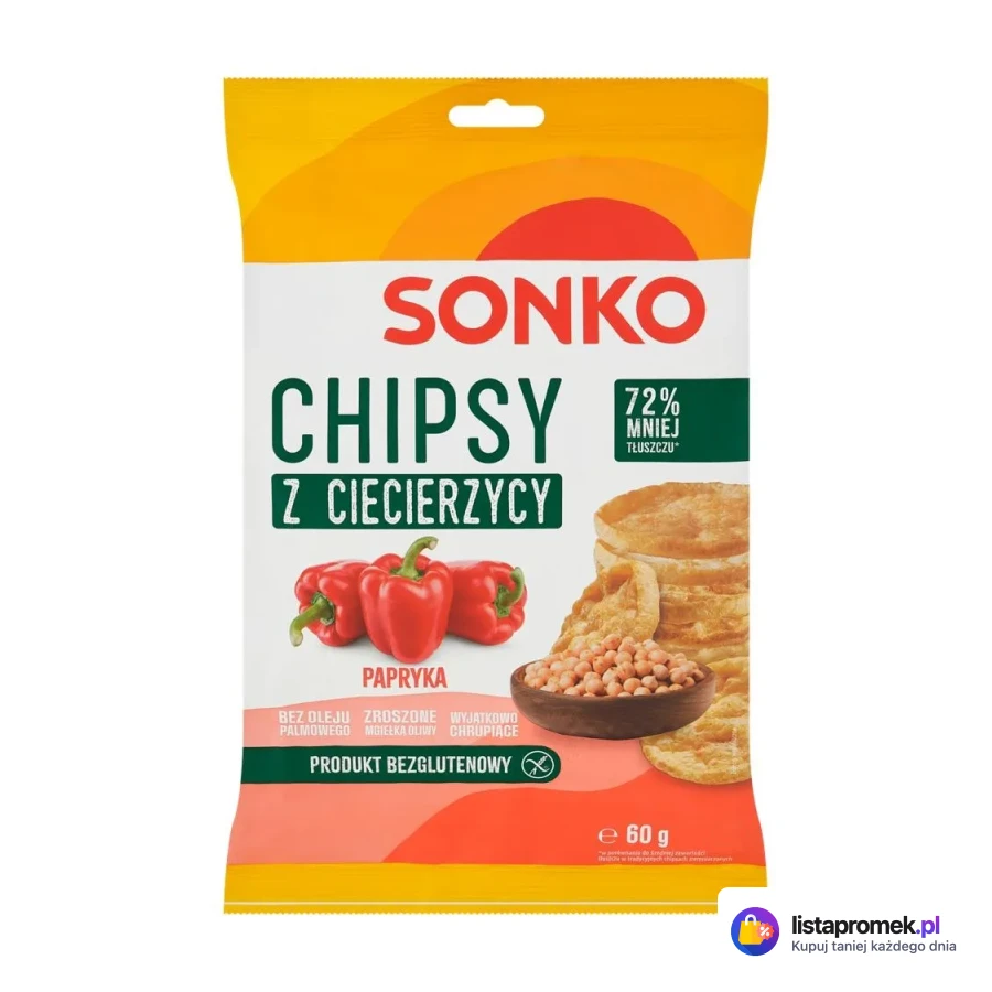 Wafle w polewie lub chipsy z ciecierzycy, różne rodzaje