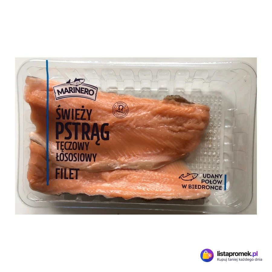 Świeży filet z pstrąga tęczowego łososiowego ze skórą Marinero