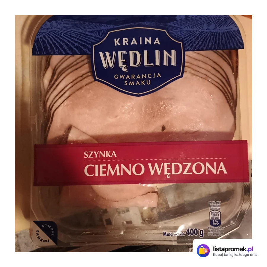 Schab lub szynka w plastrach ciemnowędzone