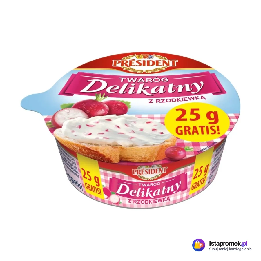 Twaróg Delikatny, naturalny, z rodkiewką, ze szczypiorkkiem, z pomidorem