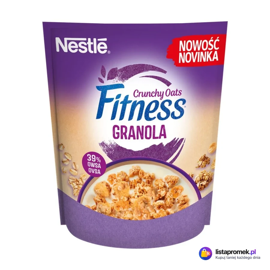 Płatki śniadaniowe granola Fitness Nestlé, różne rodzaje
