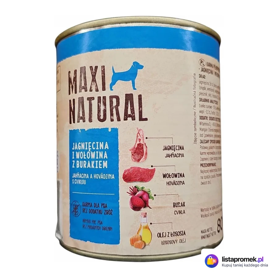 Karma dla psa Maxi Natural, różne rodzaje