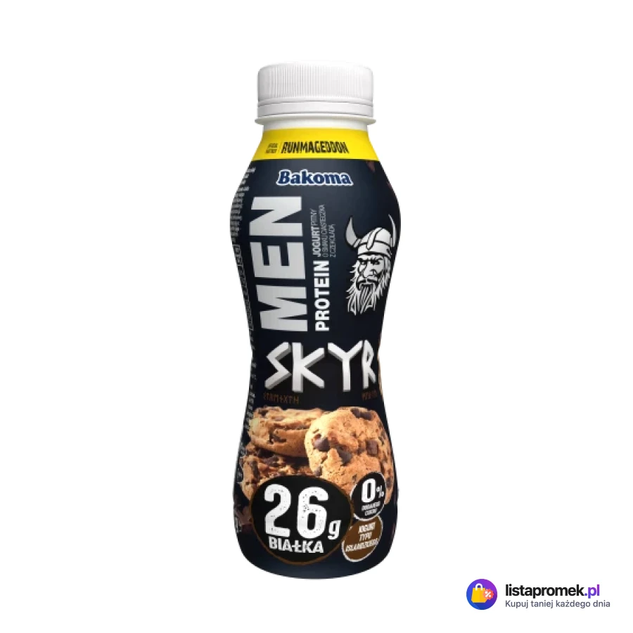 Jogurt pitny Skyr Men, malina wanilia, ciasteczko z czekoladą