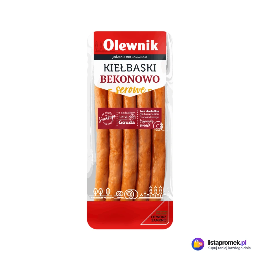 Kiełbaski krakowskie z szynki lub bekonowo-serowe