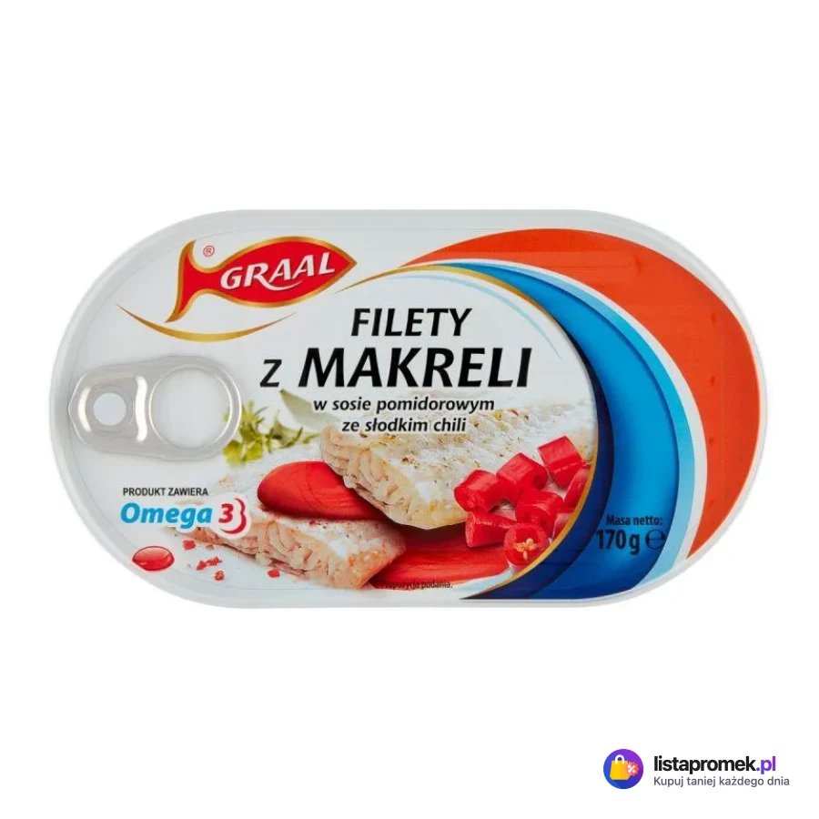 Filety z makreli Graal w sosie pomidorowym, w oleju, w sosie pomidorowym ze słodkim chili